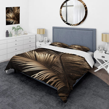 Sepia Serenity Palm Leaves I - Duvet Cover Set